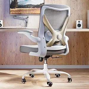 Ergonomic Office Chair - X-Shaped Computer Desk Chair Comfy, Gaming Chair, Office Chair with Lumbar Support, Mesh Office Chairs, Desk Chair for Long Hours(Grey Gold)