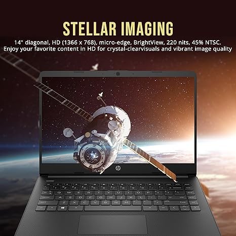 HP Stream 14" HD BrightView Laptop, Intel Celeron N4120, 16GB RAM, 416GB Storage (128GB eMMC + 288GB Docking Station Set), Intel UHD Graphics, 720p Camera, Wi-Fi, 1 Year Office 365, Win 11 S, Black