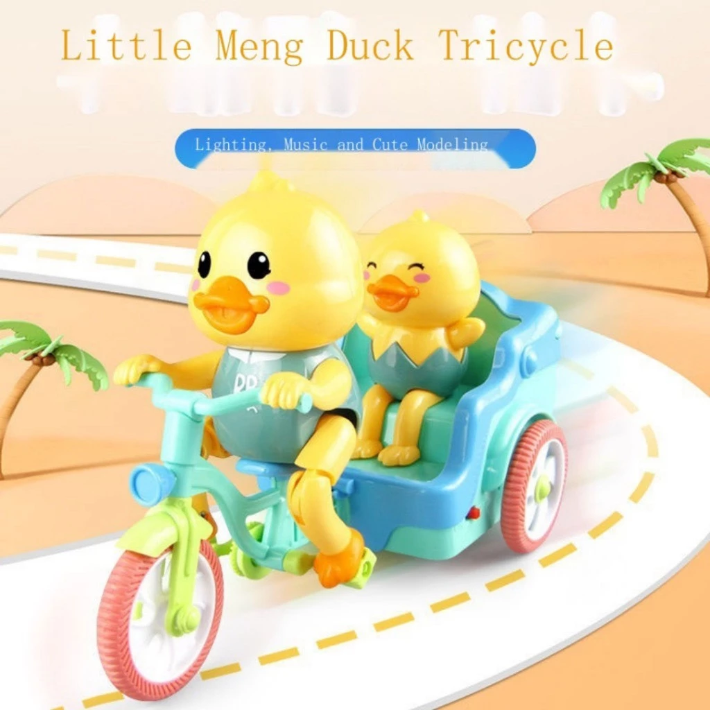 Đồ Chơi Vịt Vàng Đạp Xe VINATOYS, Có Nhạc Vui Nhộn Bánh Xe Phát Đèn Sáng, Nhựa An Toàn Cho Bé (Sử Dụng Pin)