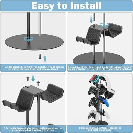 Kytok Gamer Gifts, Headset Stand 4 Tiers with Cable Organizer, Controller Stand Compatible with PS5/Xbox/Nintendo Switch/PS Portal/PS4, Headset Holder & Controller Holder for 8 Packs Controller