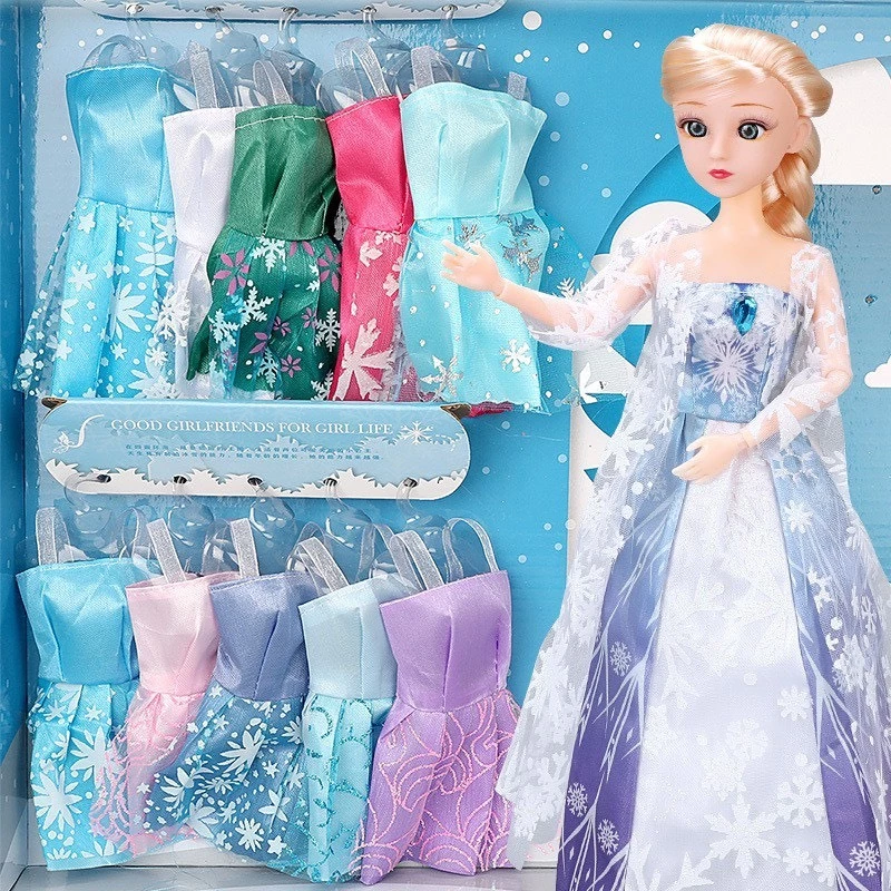 Đồ Chơi Hộp 4 Búp Bê Barbi Công Chúa Elsa VINATOYS, Nhiều Váy Và Trang Điểm Cực Xinh, Hộp Siêu To An Toàn Cho Bé Gái