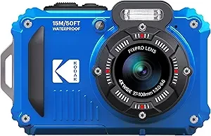 KODAK PIXPRO WPZ2 Rugged Waterproof Digital Camera 16MP 4X Optical Zoom 2.7" LCD Full HD Video, Blue