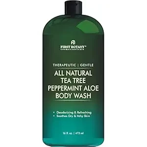 First Botany, ALL Natural Body Wash - Fights Body Odor, Athleteâ€™s Foot, Jock Itch, Nail Issues, Dandruff, Acne, Eczema, Shower Gel for Women & Men, Skin Cleanser -16 fl oz (Tea Tree Mint)