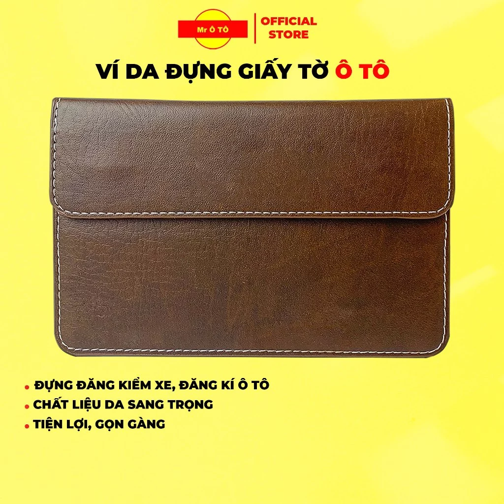 Ví Da Đựng Giấy Tờ Ô Tô MR,ÔTÔ Chuyên Đựng Giấy Đăng Kiểm, Đăng Kí Xe Chất Liệu Da Sang Trọng 3 Ngăn Tiện Lợi VDK001
