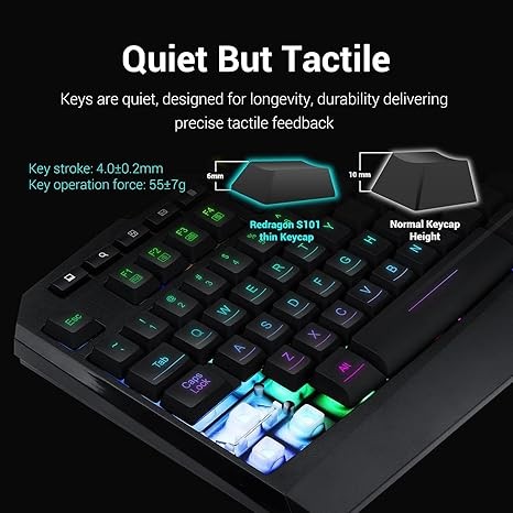 Redragon S101 Gaming Keyboard, M601 Mouse, RGB Backlit Gaming Keyboard, Programmable Backlit Gaming Mouse, Value Combo Set [New Version]