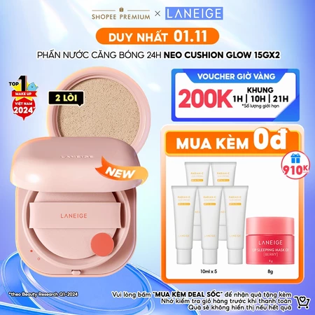 Phấn Nước Che Khuyết Điểm 50H Laneige Neo Cushion Glow 15G Dưỡng Ẩm Gấp 5 + Kèm LõI