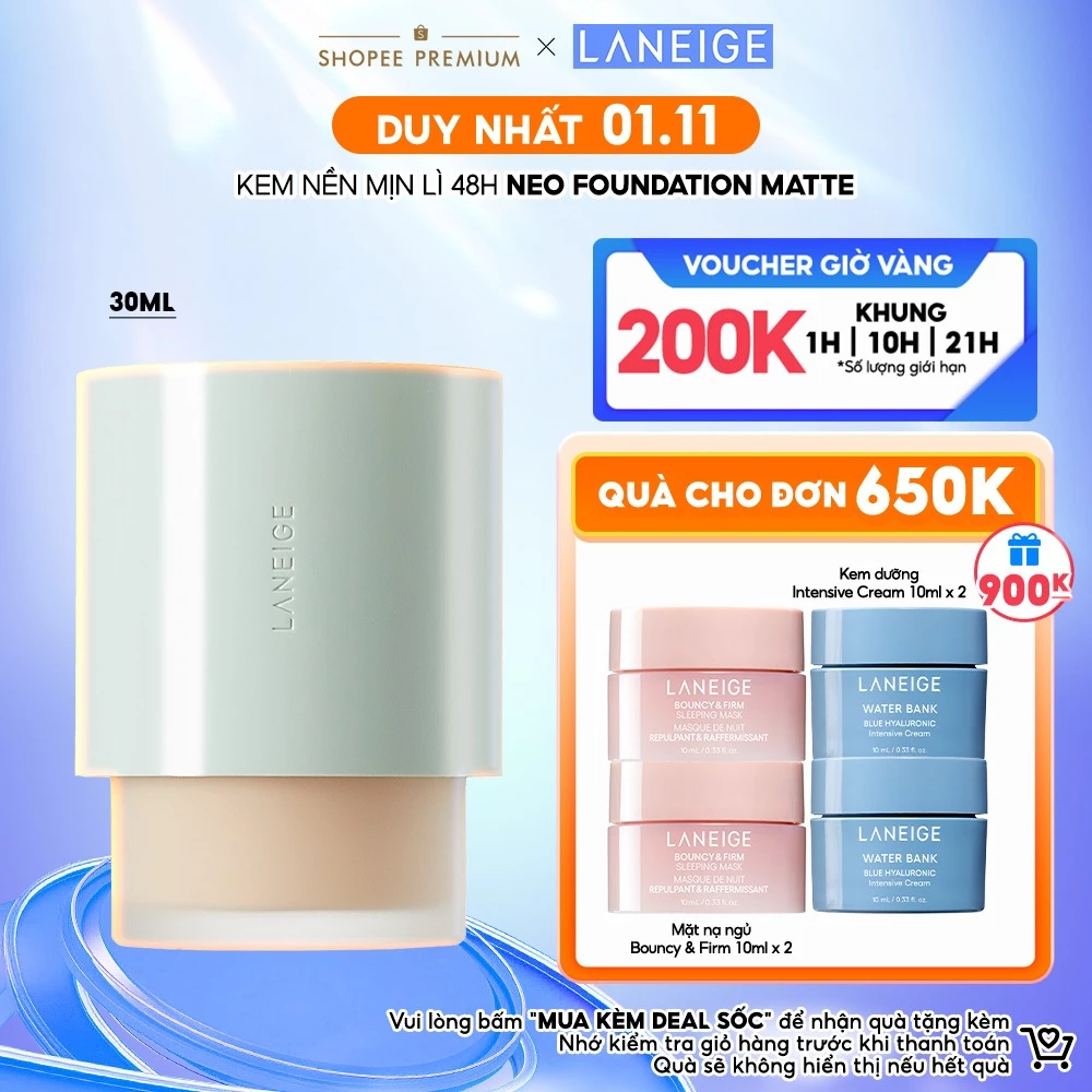 Kem Nền Dưỡng Ẩm Che Khuyết Điểm 48h Laneige Neo Foundation Matte 30ml