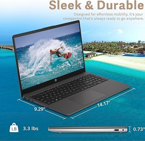 HP 255 G10 Business Laptop, 15.6" FHD Display, AMD Ryzen 5 7530U, 32GB RAM, 1TB PCIe SSD, Numeric Keypad, Webcam, HDMI, Wi-Fi 6, Windows 11 Pro, Grey