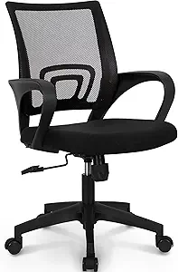 NEO CHAIR Office Chair Computer Desk Chair Gaming Ergonomic Mid Back Cushion Lumbar Support with Comfy Mesh Adjustable Swivel Rolling Home (Black)