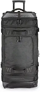 Amazon Basics Rolling Duffel Bag with Wheels, Ripstop Luggage for Traveling, Telescoping Handle, 35", Black