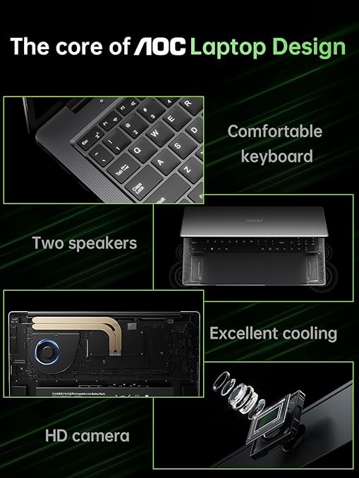 AOC Gaming Laptop, AMD Ryzen 7 5000 Series(8C/16T), 16.1-inch FHD Display Laptop with 16GB RAM 2*DDR4, 512GB NVME SSD Laptop Computer, Support WiFi 6, 53Wh Battery, Backlit Keyboard,BT5.2,Type-C