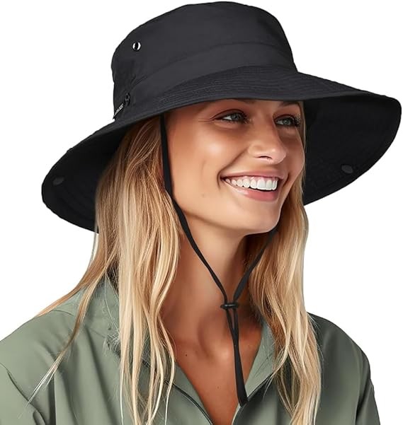 FURTALK Sun Hats for Women Ponytail UPF 80+ Summer Hat Wide Brim Packable Cowboy Hat