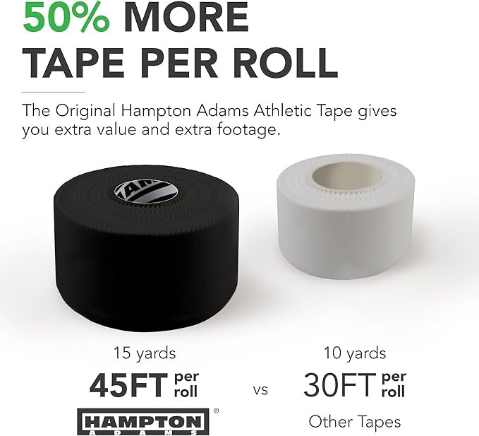 Hampton Adams | As Seen on Shark Tank | Orignial Athletic Sports Tape (3-Pack) | 45ft Rolls | Very Strong Easy Tear NO Sticky Residue | Best Tape for Athlete & Trainers | Fingers Ankles Wrist