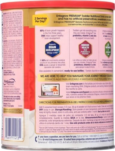 Enfagrow PREMIUM Toddler Nutritional Drink, Natural Milk Flavor, Omega-3 DHA for Brain Support, Prebiotics & Vitamins for Immune Health, Non-GMO, Powder Can, 32 Oz (Pack of 4)