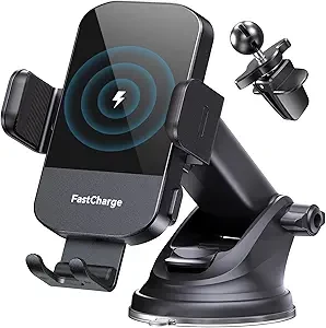 CHGeek Wireless Car Charger, 15W Fast Charging Auto Clamping Car Charger Phone Mount Phone Holder fit for iPhone 16 15 14 13 12 Pro Max 11 XR XS, Samsung Galaxy S24 Ultra S23 S22 S21