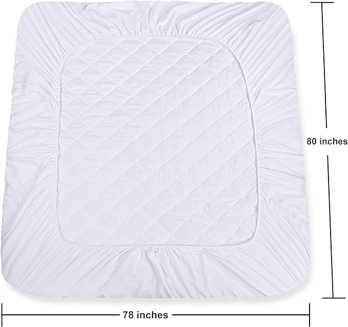 Utopia Bedding Quilted Fitted Mattress Pad, King Size, Elastic Fitted Mattress Topper Protector and Cover Stretches up to 16 Inches Deep, Machine Washable (White)