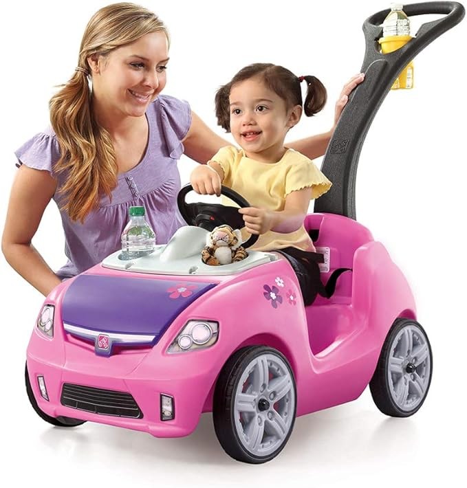 Step2 Whisper Ride II Ride On Push Toy Car, Pink – Ride On Car with Included Seat Belt, Easy Storage and Transport, Makes a Great Stroller Alternative
