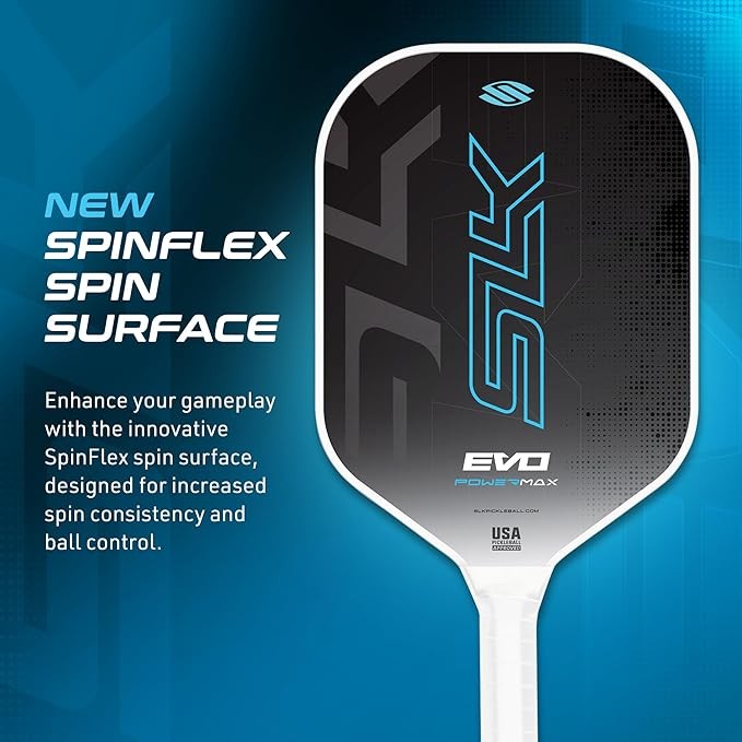 SLK Evo Pickleball Paddle | Power & Control Hybrid | Fiberglass & Carbon Fiber with SpinFlex Surface