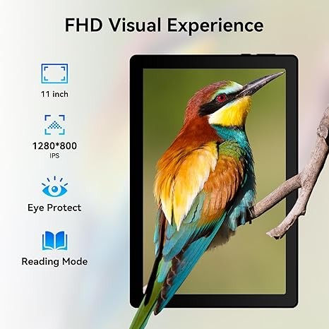 Tablet, Android Tablet, 16GB RAM 128GB ROM 1TB Expansion, 8-Core Processor, Android 14 Tablet 11 inch 1280x800 FHD Touch Screen, Widevine L1, Dynamic Halo, Dual Camera, WiFi6,BT5.3, 6800mAh Battery