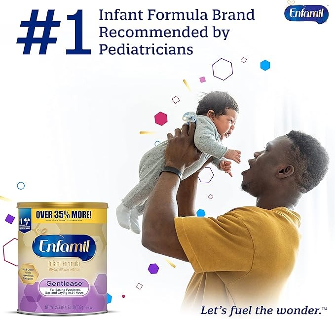 Enfamil Gentlease Baby Formula, Reduces Fussiness, Gas, Crying and Spit-up in 24 hours, DHA & Choline to support Brain development, Powder Can, 27.7 Oz (Pack of 4)