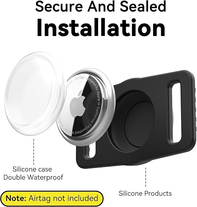 for Airtag Dog Collar Holder 2 Pack,Waterproof Dog Collar Holder for Apple AirTag, Silicone Air Tags Case for Dog Collars(Black)
