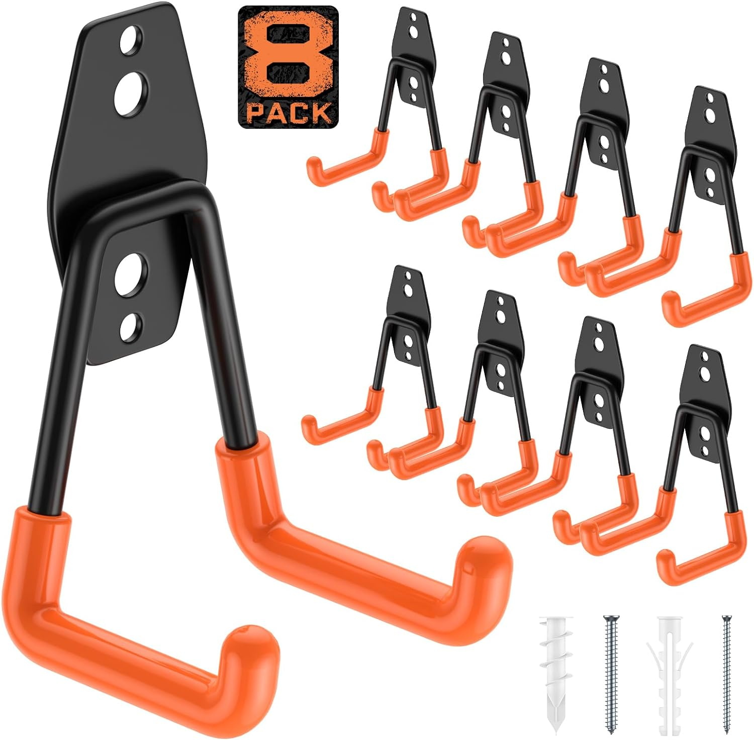 Garage Hooks Heavy Duty,8 Pack 4.5x2.75 in U-Hook Small,Thicken Bold Wall Mount Garage Storage Hook for Organizing Tools,Ladders,Bikes,Hose,Bulk Items