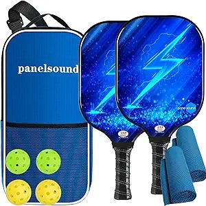 Pickleball Paddles Set of 2, Lightweight USAPA Approved Fiberglass Pickleball Set of 2 with Outdoor Pickleballs