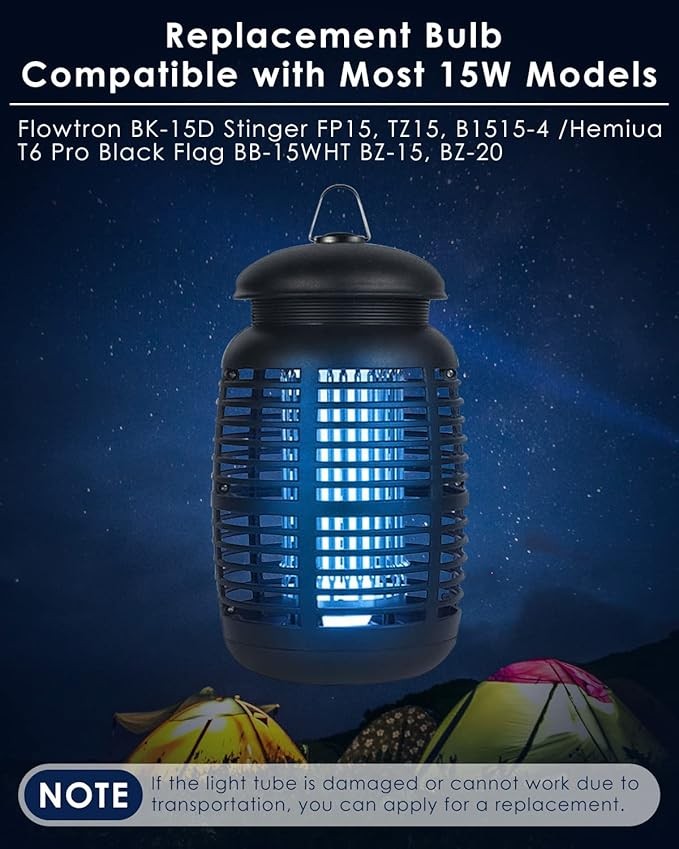 2 Pack Replacement Bulbs FUL15W BL with 4 Pin Base, U Shaped Lamp Tube Compatible for Flowtron BK-15D, for Stinger FP15, for TZ15, for BB-15WHT, Indoor Outdoor 15W U Shape Light Bulbs for T6 T8 T9
