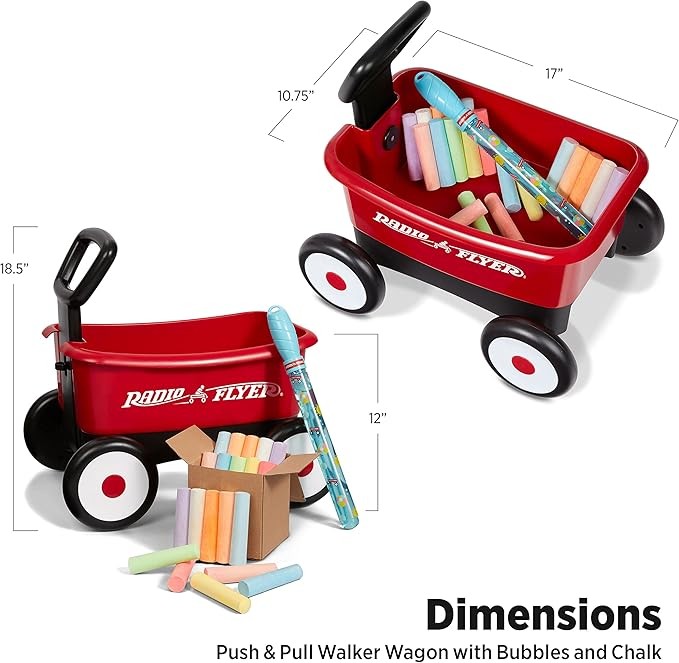Radio Flyer Summertime Fun My 1st Wagon with Bubbles and Chalk Ages 3+, Red