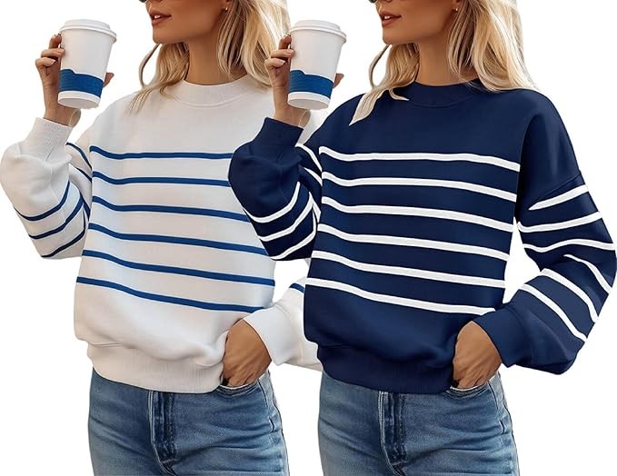 SperLucky Sweatshirts for Women Block Long Sleeve Crew Neck Casual Loose Pullover Oversized